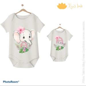 Elephant custom onesies 2 pcs 3-6 month